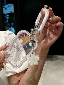 1 buc Suport pentru carduri de identitate Husă de protecție pentru carduri de lucru, fabricată din material TPU - Curea drăguță cu pandantiv pentru primăvară - Cadou drăguț de sărbători