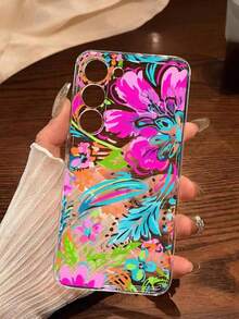 1pc Fashionable Colorful Floral Soft Phone Case, Suitable For IPhone 17/17 Air/17 Pro/17 Pro Max, Galaxy A16/A13/A14/A34/A36/A52/A53/A54/A56/S21/S22/S23/S24/S25/S25 Ultra, 6A/7A/8A/9/10 PRO XL - Clear - View 1