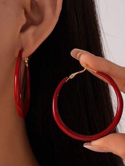 1 Paio di orecchini a cerchio esagerati a forma di C, minimalisti e versatili, gioielli da donna, adatti per uso quotidiano, feste e banchetti