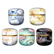 Tebehållare Japanska teburkar Godis Snacks Små runda burkar Mini bärbara plåtburkar Packlåda - Multifärgad - Visa 2