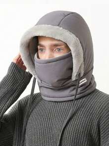 1pc Thermal Lined Windproof Ski Mask Neck Warmer Hat, Unisex Winter Warm Cycling Ski Cap