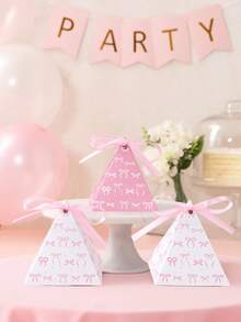 12Pcs Bow Triangle Gift Box,Triangular Gift Box,Triangle Pyramid Candy Gift Box,Baby Shower Party Favor Box,Pink Birthday Decorations,Bow Birthday Decorations,Pink Bow Birthday Decorations,Baby Shower Party Decor,Gender Reveal Party Decor,1st Birthday Party Decoration