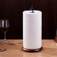 1 pieza Soporte para toallas de papel de encimera con base de madera resistente, soporte para rollo de toallas de papel de estilo rústico para la encimera de la cocina que se adapta a tamaños estándar y extra grandes de toallas de papel