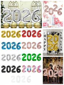 kumozawa 4 个 32 英寸“2026”数字气球，2026 新年气球装饰套装，新年派对装饰气球，用于除夕夜，新年派对装饰，适合 2026 新年派对和家庭聚会 - 彩色 - 查看 1
