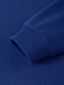 Men's Casual Crew Neck Sweatshirt, Basic Versatile Pullover Top, Essential For Street Style Layering, Autumn/Winter, Long Sleeve Top - Royal Blue - View 7