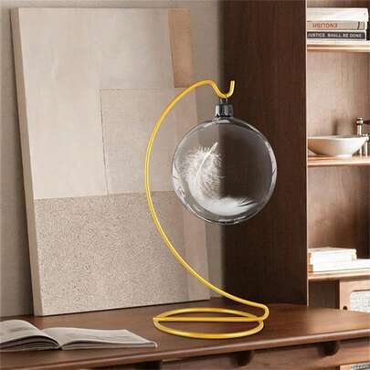 Soporte de terrario de vidrio con marco de tubería de hierro dorado, diseño geométrico moderno para exhibición de plantas en interiores y exteriores, estilo minimalista y antiguo