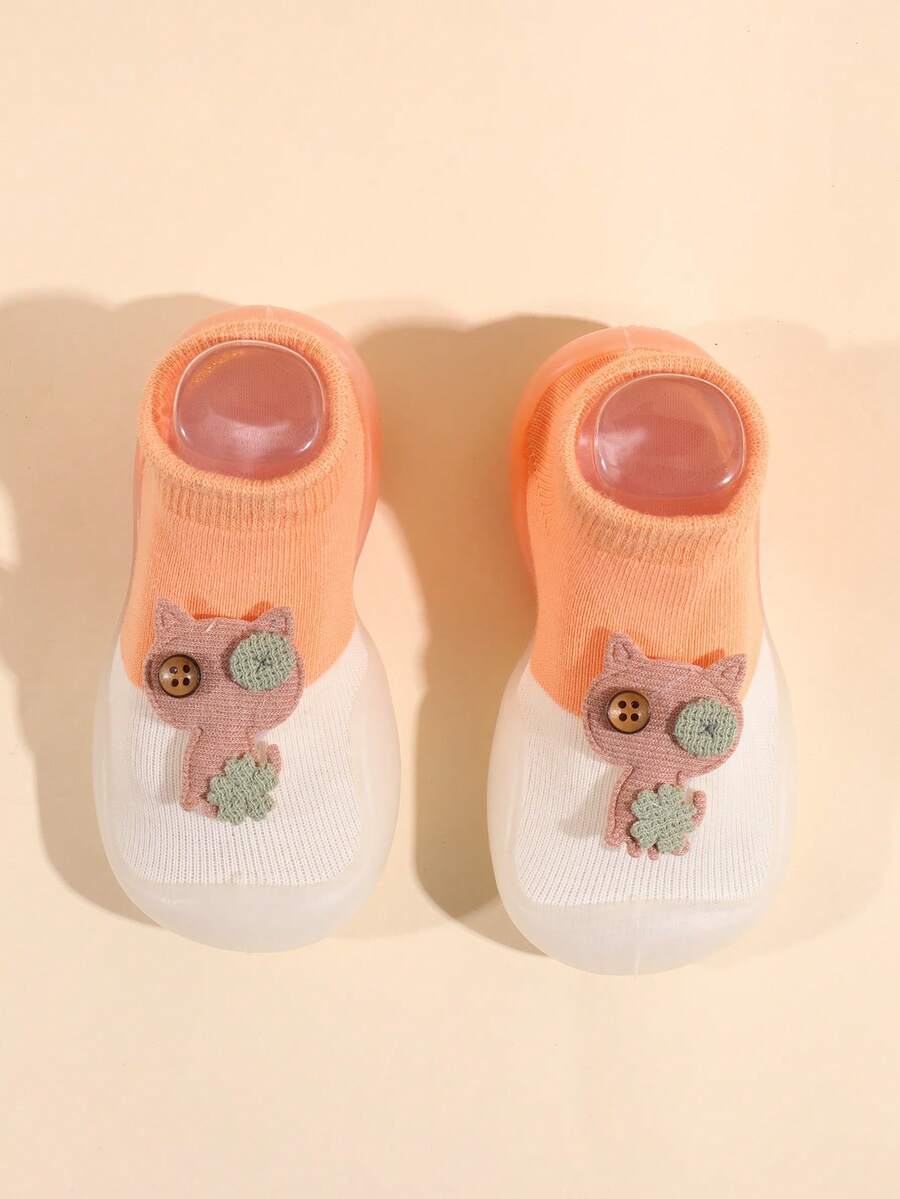 1 Paar 0-2 Jahre Cartoon Muster rutschfeste Silikonsohlenbaby Booties, weiche atmungsaktive Krabbelsocken mit Griffen, Kleinkind Erste Läufer Anti-Rutsch Knöchelsocken, süße Säuglings Lauflernschuhe