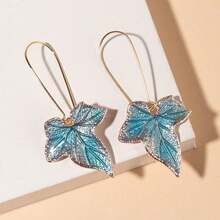 New Bohemian Autumn Jewelry Fashion Olive Green Leaf Earrings, Green Ivy Leaf Earrings, Gifts For Girlfriends And Sisters - 綠色 - 查看 5