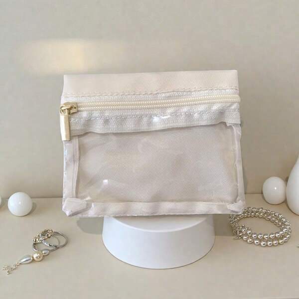 7/5 piezas Caja de joyería portátil, Pendientes, Pendientes, Collar, Bolsa de joyería, Bolsa de almacenamiento, Anillo Pulsera, Bolsa de almacenamiento de joyas de viaje, Caja de almacenamiento con cremallera beige con decoración dorada, Colgantes de perlas y piedras preciosas, Organizador de varios compartimentos, Para pendientes, Collar Anillos, Pulseras, Caja de joyas, Caja de almacenamiento de joyas, Diseño elegante, Cierre , Rollo de joyas