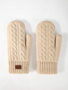 1 件女士冬季针织双层加厚保暖触屏手套，温暖女士时尚露指手套适合日常使用、派对、餐饮、骑自行车、旅行、写作、办公室 - 彩色 - 查看 6