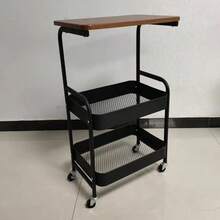 Three-Tier Rolling Cart, Multi-Functional Storage Rack - Three-Tier Rolling Cart: A Three-Tier Cart With Rolling Wheels, Serving As A Multi-Functional Storage Rack, Detachable Organizer, And Snack Storage Shelf. - Multicolor - View 14