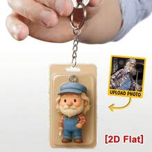 Catygift Llavero con renderizado de IA personalizado a partir de una foto, estilo de figura de juguete de dibujos animados, recuerdo conmemorativo personalizado, llavero con personaje basado en foto apreciada, regalo de Navidad para seres queridos, regalo de condolencia único, ambiente cálido