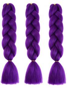Perruque tressée violette 24/26 pouces, extensions de cheveux synthétiques tressés pré-étirés, convient pour le tressage, perruque longue violette Rumi, costume de performance sur scène Halloween, cosplay - Multicolore - Voir 17