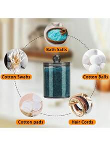 6/Pcs Black Acrylic Bathroom Swab Dental Floss Storage Jar, Swab Storage Jar