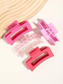 4 قطع مشابك شعر مربعة للنساء، مطبوعة بطريقة جميلة وبألوان سادة، مناسبة للشعر السميك والرقيق، مشابك لتسريحات الشعر المرفوعة، إكسسوارات شتوية للشعر