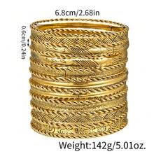 RINTOLER 19pcs Unique Geometric Hollow Woven Bracelet Set, Diameter 6.8cm (Please Confirm The Product Size Is Suitable Before Purchasing.) - ZJ10589-19 Pieces Of Silver Bracelet - View 2
