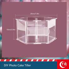 TX 1set 8pcs Transparent Acrylic Photo Frame Cake Stand, DIY Hexagonal Cake Layer Separator, Tabletop Decoration For Wedding, Birthday, Graduation, Anniversary Themed Cake Display, Customize Cake Presentation - Transparent - View 4
