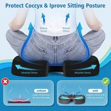 Gel Seat Cushion Cooling Gel Enhanced Memory Foam Ergonomic Seat Cushion Back Sciatica Coccyx Tailbone Pain Relief For Office Game Car Automotive Airplane Large Black - 黑色+大號 - 查看 5