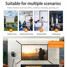便携式投影幕布，投影专用幕布，60-72-84-100-120-150英寸可选 - 可水洗柔软幕布，无需打孔即可轻松安装，附赠挂钩，可折叠口袋式设计，方便携带，是户外露营、烧烤、泳池派对、熨烫、家庭影院的理想之选 - 加长版 - 白色 - 查看 12