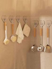 10 pièces Crochets muraux transparents puissants et adhésifs - Style décontracté, faciles à installer sans perçage, crochets pratiques en forme de cœur en plastique, réutilisables, pour serviettes, vêtements et clés - Installation facile sans perçage, convient pour la cuisine et la salle de bain, organisateur de rangement mural, décoration de salle de bain, automne, Halloween, Noël