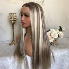 DHighs Blonde Synthetic Lace Front Wig For Women 22 Inch L Heat Resistant Up To 160C 320F High Density Straight Hair Contemporary Style10 - BlondeHighlightsLaceFrontWig - View 5