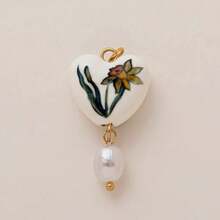 1pc Graffiti Painting Fashion Flower Series Morning Glory Rose Orchid Strawberry Mango Pendant, With Faux Pearl Pendant At The End, Electroplated 18K Gold, Suitable For Making DIY Creative Necklaces, Bracelets, Earrings, Backpacks, Keychains, And Can Be Used As Lucky Pendants For Wives, Mothers, And Girlfriends. - Multicolor 1 - View 16