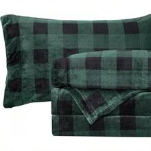 Elegant Comfort Soft 4-Piece Velvet Flannel Sheet Set - Premium Quality - Cozy Warm, Anti-Static, Non-Pilling Fuzzy Deep Pocket Sheet Set -, Gray, Velvet Bedding, Popular Flannel Sheets 2025 - Buffalo Green - Xem 1
