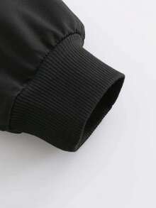 Teen Boys Letter Compass Pattern Casual Black Hooded Sweatshirt. Suitable For Spring And Autumn Seasons. - Black - View 8