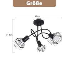 homefire 1/2ER Schwarz Deckenstrahler 3 Flamming Vintage Deckenleuchte Deckenlampe E14 Wandleuchte Eisennetz Umlauflampe Retro Küchenlampe Strahler für Wohnzimmer Schlafzimmer Flur(Ohne Leuchtmittel)