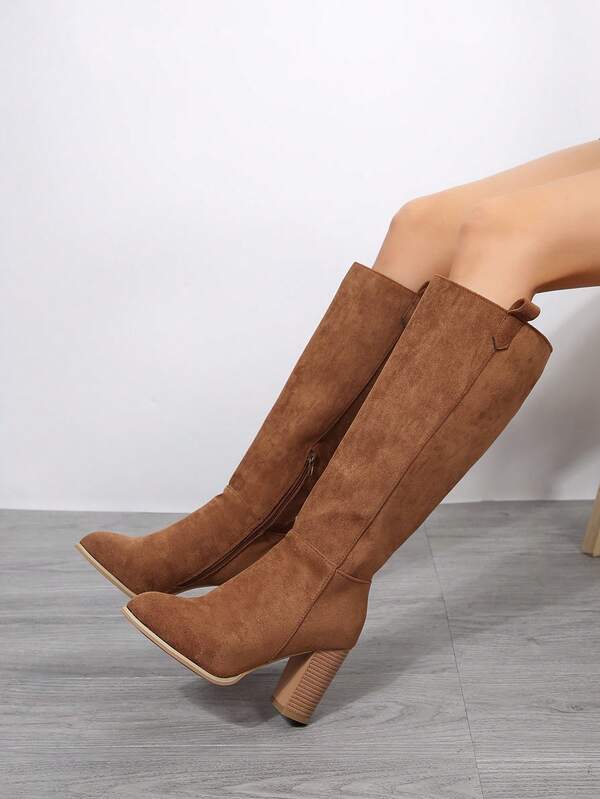 Women's Pointed Toe Fashion Daily Wear High Heel Mid-Calf Boots