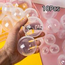 10 Stück leere, klare runde Kapseln für Spielzeug-Kaugummiautomaten, Plastikbehälter als Überraschung für Partygeschenke, Preise, Verkaufsautomaten, runde klare Behälter - Verschiedenfarbig - Übersicht 16