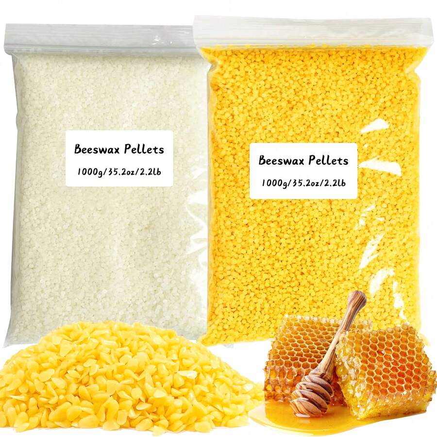 500/1000克蜂蜡颗粒 - 多重过滤蜡，适用于DIY和蜡烛制作 - 适合礼品和家居装饰（黄色/白色可选）母亲节礼物，女性母亲节礼物