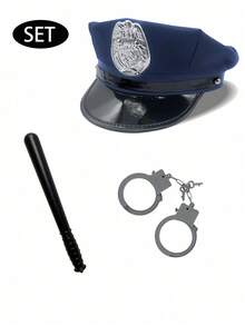帽子套装，包括鹰帽、手铐、指挥棒，适合万圣节、情人节、礼物、夏季、派对、个性化、性感服装、派对用品、服装配饰套装，适用于活动、派对、海滩、度假、海滩、游艇派对和日常穿着
