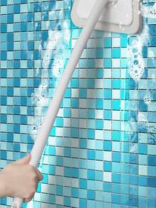 1 set de perie de duș cu mâner lung, perie de cadă cu mâner lung, perie de curățare a dușului, perie de curățare a gresie și podelei, lavetă de frecat pentru baie și lavetă din microfibră, soluție de curățat pereți pentru podele, pereți, tavane, lavete de curățare reutilizabile