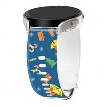 20mm 22mm Christmas Watch Bands Compatible With Samsung Galaxy Watch 7 6 5 4 3 FE / Watch 5 Pro,Holiday Theme Santa Claus Snowman Printed Smartwatch Silicone Adjustable Strap For Amazfit GTS GTR