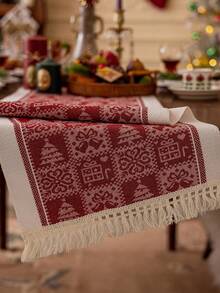 1 buah Taplak Meja Jacquard Merah Natal, Taplak Meja Bermotif Lonceng Lucu Gaya Natal, Cocok Untuk Ruang Tamu, Ruang Makan, Pesta, Dekorasi Rumah, Dekorasi Kamar, Dekorasi Meja dan Hadiah Liburan, Tersedia Berbagai Ukuran, Cocok Untuk Semua Musim - Merah - View 6