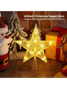 1 件圣诞树顶星，圣诞树顶星带灯 LED 夜灯树顶电池供电圣诞树顶星，适用于树木、圣诞树装饰、派对 - 彩色 - 查看 6