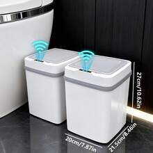 1 Stück Weiß Blau, 2 AA Batterien werden nicht mitgeliefert, Luxus Smart Automatik Heim Smart Switch Sensor Elektrischer Müllbehälter, Mülleimer mit Deckel abnehmbar für Haushalt, Wohnzimmer, Büro, Reinigungsbedarf. Kunststoff Mülleimer / Küchen Mülleimer / Büro Mülleimer / Bad Mülleimer. Weihnachts- & Halloween-Heimdekoration