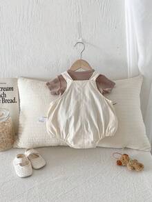 男婴休闲短袖T恤+可爱小熊套装（2件套），春秋季 - 杏色 - 查看 3