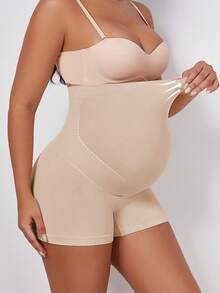 Women's High Waisted Maternity Belly Support Shorts With Expandable Belly Panel