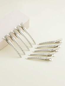 12个金属鳄鱼夹，女士分区夹，银色长发夹，卷发棒专用鳄鱼夹，适合浓密头发，可用于卷发棒，沙龙级使用，DIY蝴蝶结爪夹，发夹，发饰 - 彩色 - 查看 14