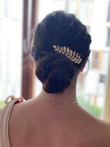 金属叶子发夹，多功能叶子刘海夹，森系发饰爪夹发夹发卡，学习用品 - 金色 - 查看 2