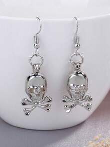 1 Pair Halloween Hip Hop Skull Glow In The Dark Earrings, Suitable For Women's Daily, Party And Festival Celebrations (Glows After Absorbing Light, Won't Glow Without Absorbing Light)