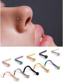 2 piezas Anillos y pendientes para la nariz de acero inoxidable, joyería de perforación de nariz con bola de 2MM para mujeres