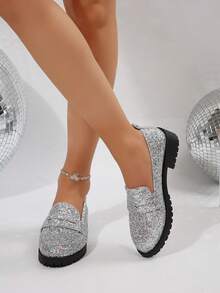 1. Bailarinas con decoración de lentejuelas brillantes, elegante estilo británico 2. Nuevas llegadas de otoño 2025 para mujer, de moda y elegante, cómodas mocasines casuales 3. Mocasines adecuados para reuniones, festivales y atuendos de otoño/primavera