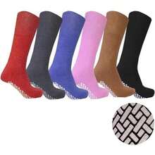 6 Pairs Multicolor Anti Skid Socks -  Non Binding With Grips - Hospital Diabetic Tube Socks For Women Size 9-11 - 彩色 - 查看 3