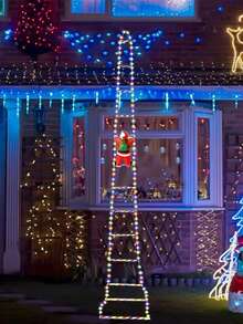 3m/9.84ft Christmas Decoration Ladder Lights - Christmas Fairy Lights, Christmas Ladder Decoration Lights, With Santa Claus, Suitable For Indoor And Outdoor, Windows, Garden, Home, Wall, Christmas Tree Decoration, Christmas Gifts, Meaning Santa Claus Coming To Your Home - 彩色 - 查看 7