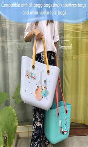 AIERSA Inserts Hooks Accessories For Bogg Bags, Charms Key Holder Carabiner, Pouch Earphone Tassel Keychain Cup Holder Attachment Compatible With Simply Southern Rubber Beach Totes - ColorB - 查看 7