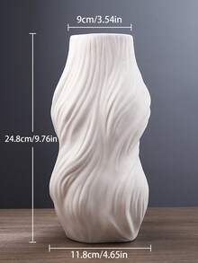 1 buc. Vază albă din plastic, vază asimetrică modernă pentru flori pentru decorarea mesei, recipient robust și rezistent la spargere pentru flori uscate/umede, pentru balcon, nuntă, casă, birou, dormitor, stil nordic, minimalist, material PP, ușor de curățat, cadou pentru domnișoare de onoare, cadou pentru profesori și prieteni - alb - Vizualizare 7