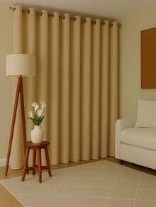 Blackout Curtain Without Voile Blocks Light Eyelets Chrome Large Living Room Office Bedroom - Màu be - Xem 2